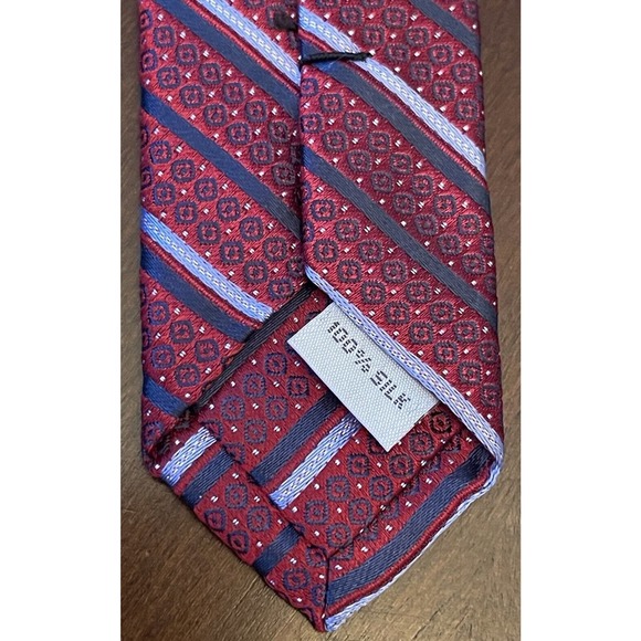 Burma Bibas Red Blue 100% Silk Men’s Neck Tie Made In China - Picture 7 of 9
